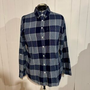 Lands' End Blue and White Button Down Shirt Classic Style